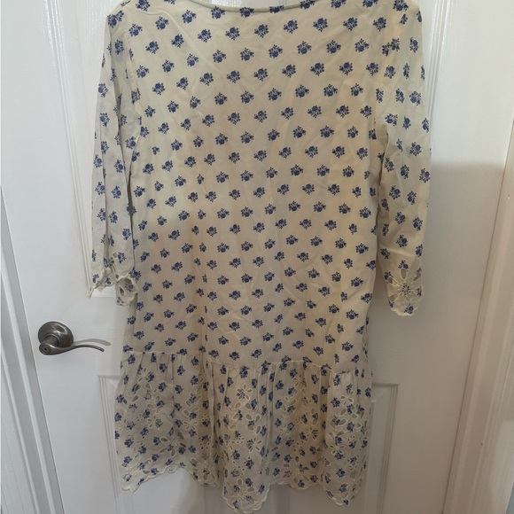 Anthropologie Cream and Blue Floral dress - Picture 4 of 6